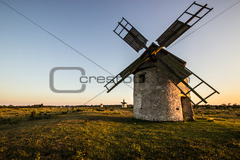 Windmills in Field