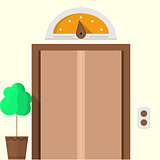Flat vector icon for hotel. Closed elevator