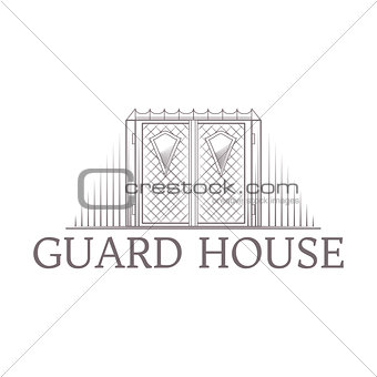 Vector illustration of forged gates icon with text