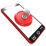 Red key on smartphone