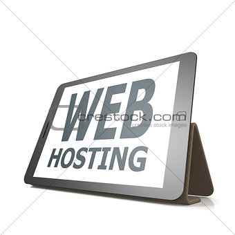 Tablet with web hosting word
