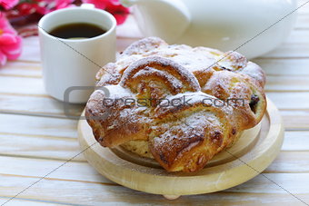 traditional French brioche pastry with powdered sugar