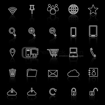 Internet line icons on white background