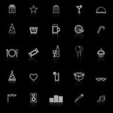 Party line icons with reflect on black background