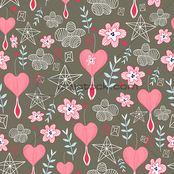 hearts and flowers pattern