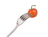 Little red tomato with a fork