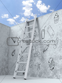 Ladder leading through the obstacles