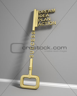 Big key with word. Success concept