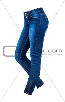 fashion blue jeans isolated on white background