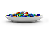 many tablets are on a light background. symbolic photo for medicine and drugs the pharmaceutical industry