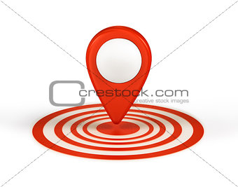 Map pointer with arrows and globe icon. Vector illustration
