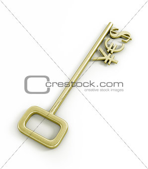 Gold currency symbols on the key with the word yes on the white.