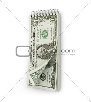 tear-off calendar with a dollar bank note. Investments concept