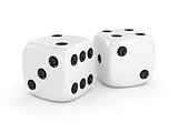 Two white dice isolated on white