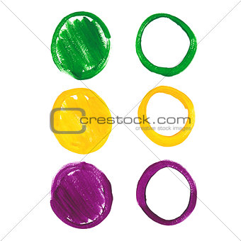Mardi Gras acrylic circles.