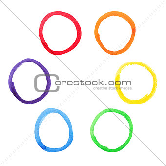 Colorful watercolor circles set.