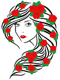 Fashionable women with roses on hair