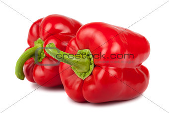 Two red sweet peppers