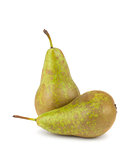 Two green ripe pears 