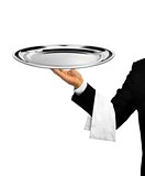 Waiter Serving Empty Platter