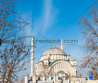 Mosque against blue sky background