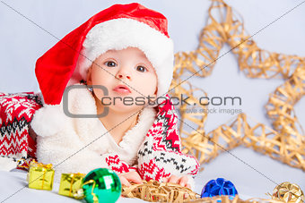 little baby celebrates Christmas