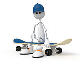 white little man on a skateboard