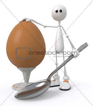 white little man with egg