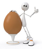 white little man with egg