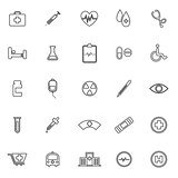 Medical line icons on white background