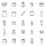 Packaging line icons on white background