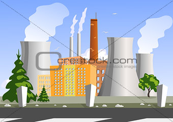 Electrical generating plant, vector illustration