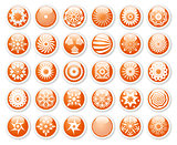Abstract symbols, orange stickers