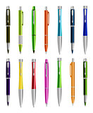 Vector illustration of set colorful pens