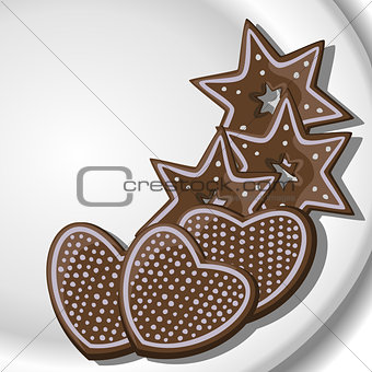Gingerbread Hearts and Stars on a plate