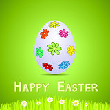 Vector green paper card with white ornate easter egg