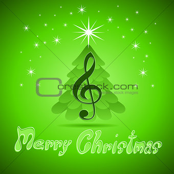 Christmas greeting Card with treble clef