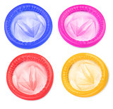 Four colorful condoms 
