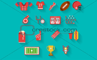 Flat icons vector collection for american football
