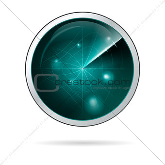 Vector illustration of radar screen with curved grid