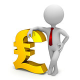 Businessman and pound currency symbol