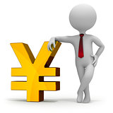 Businessman and yen currency symbol