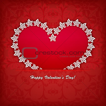 Heart label from paper Valentines day card vector background eps 10