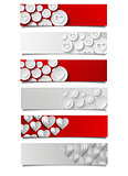 Set of abstract banners with hearts