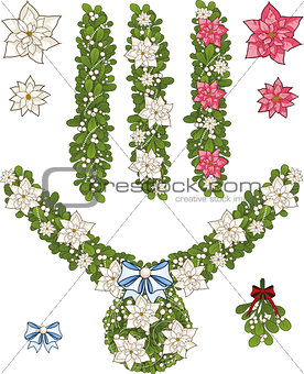 Clip art set of Christmas mistletoe decorative garlands