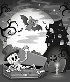 Black and white skeleton theme image