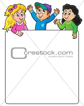 Blank frame with happy kids