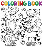 Coloring book children with pets
