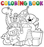 Coloring book heap of toys