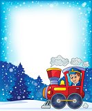 Winter theme with locomotive